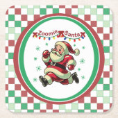 Zoomie Kerstman Kerstmis Kartonnen Onderzetters (Voorkant)
