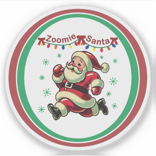 Zoomie Kerstman Kerstmis Sticker (Voorkant)