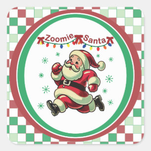 Zoomie Kerstman Kerstmis Vierkante Sticker
