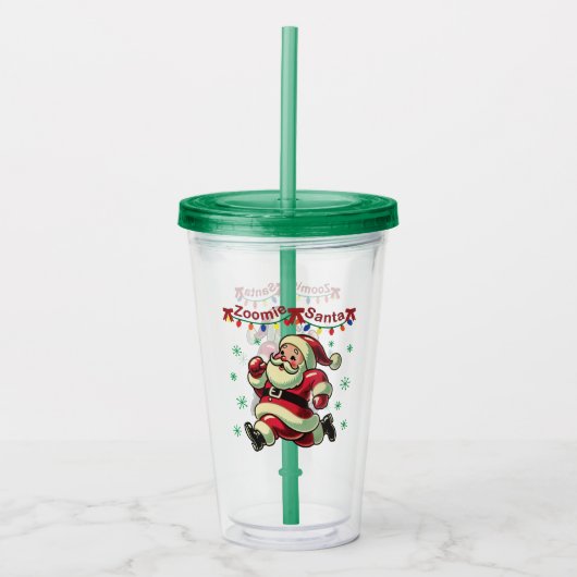 Zoomie Santa Christmas Acryl Drinkbeker (Voorkant)