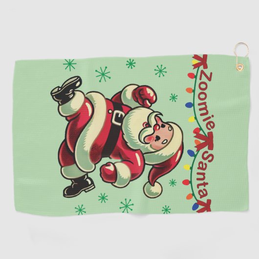 Zoomie Santa Christmas Golfhanddoek (Horizontaal)