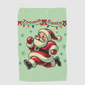 Zoomie Santa Christmas Golfhanddoek (Voorkant)