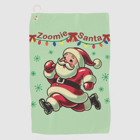 Zoomie Santa Christmas Golfhanddoek (Voorkant)