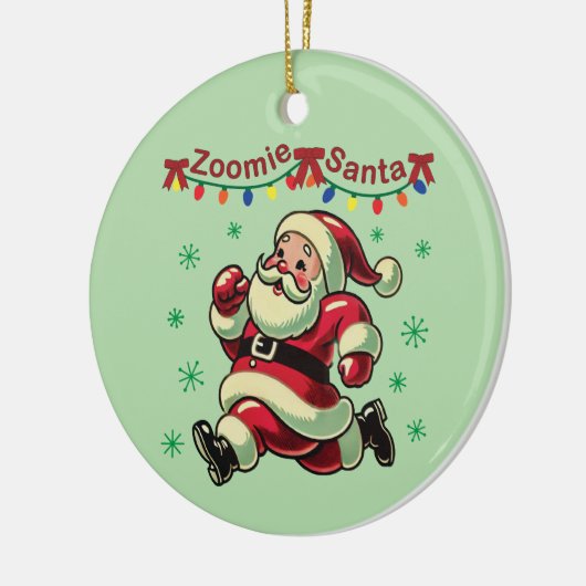 Zoomie Santa Christmas Keramisch Ornament (Links)