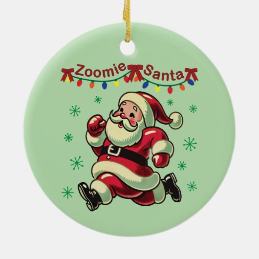 Zoomie Santa Christmas Keramisch Ornament (Achterkant)