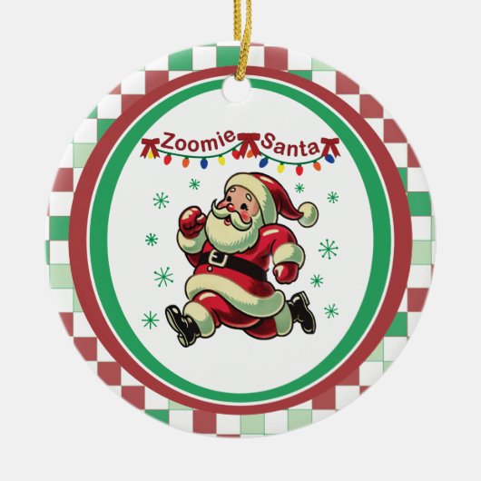 Zoomie Santa Christmas Keramisch Ornament (Voorkant)