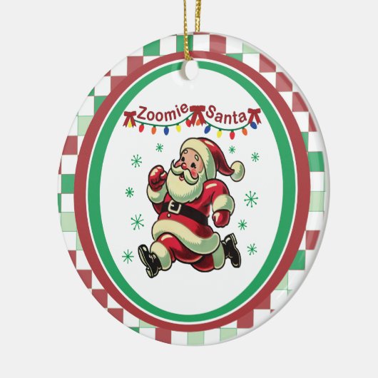 Zoomie Santa Christmas Keramisch Ornament (Links)