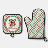 Zoomie Santa Christmas Ovenwant & Pannenlap Set (Voorkant)