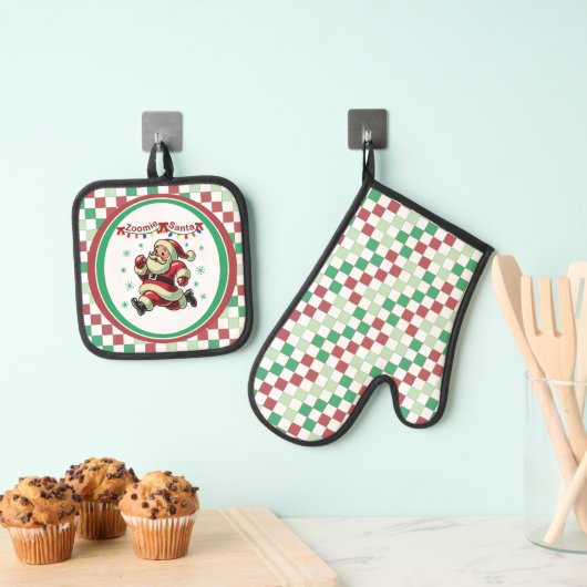 Zoomie Santa Christmas Ovenwant & Pannenlap Set (Insitu(Ophanging))