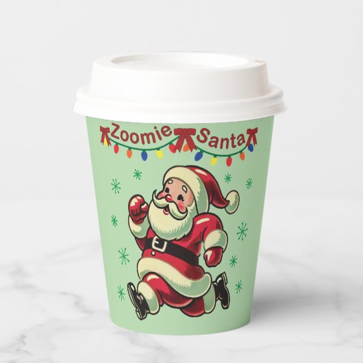 Zoomie Santa Christmas Papieren Bekers (Voorkant)