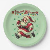 Zoomie Santa Christmas Papieren Bordje (Voorkant)