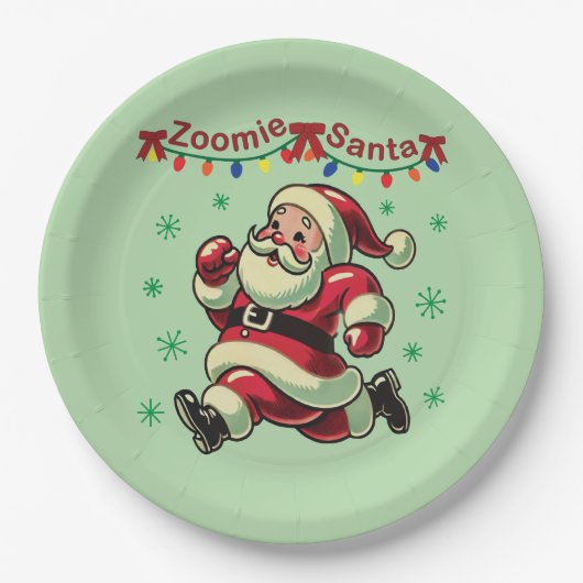Zoomie Santa Christmas Papieren Bordje (Voorkant)