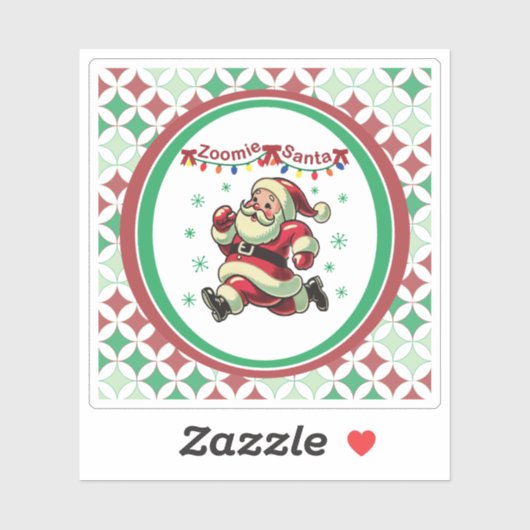 Zoomie Santa Christmas Sticker (Vel)