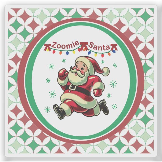 Zoomie Santa Christmas Sticker (Voorkant)
