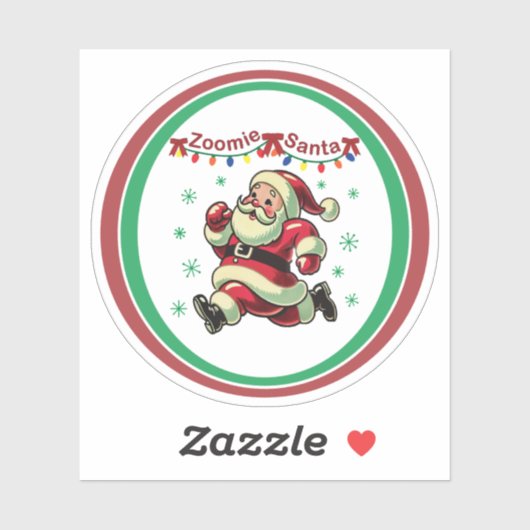 Zoomie Santa Christmas Sticker (Vel)