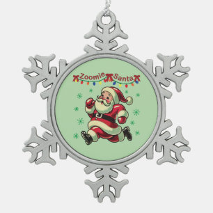 Zoomie Santa Christmas Tin Sneeuwvlok Ornament