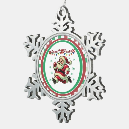 Zoomie Santa Christmas Tin Sneeuwvlok Ornament (Rechts)