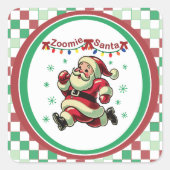 Zoomie Santa Christmas Vierkante Sticker (Voorkant)