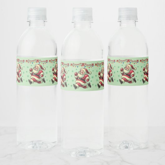 Zoomie Santa Christmas Waterfles Etiket (Flessen)