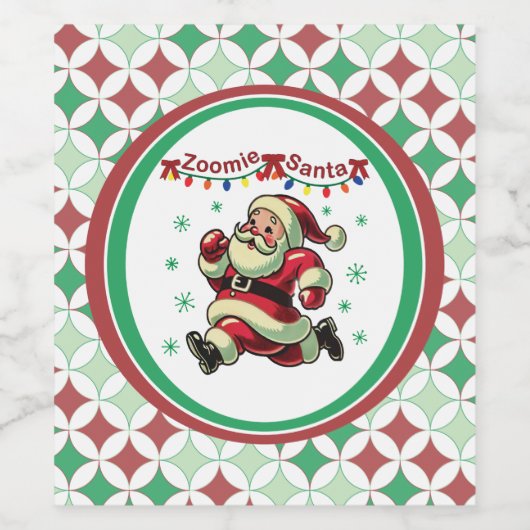 Zoomie Santa Christmas Wijn Etiket (Enkel label)