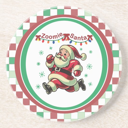 Zoomie Santa Christmas Zandsteen Onderzetter (Voorkant)