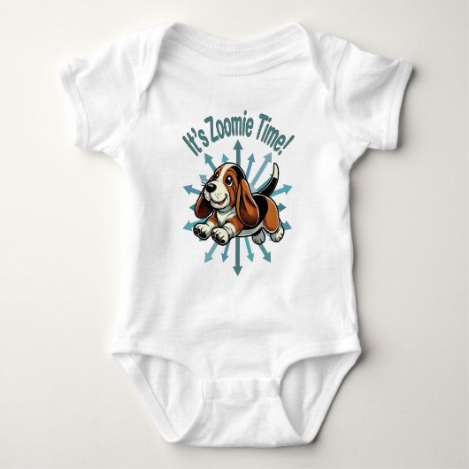 Zoomie Time Basset Hound bijvoorbeeld Romper (Voorkant)