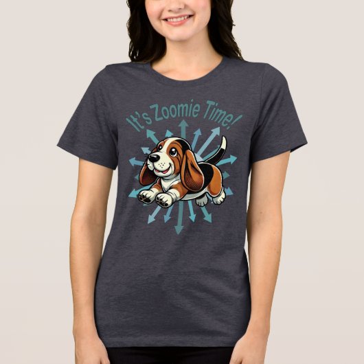 Zoomie Time Basset Hound bijvoorbeeld Tri-Blend Shirt (Voorkant)