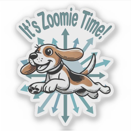 Zoomie Time Beagle Sticker (Voorkant)
