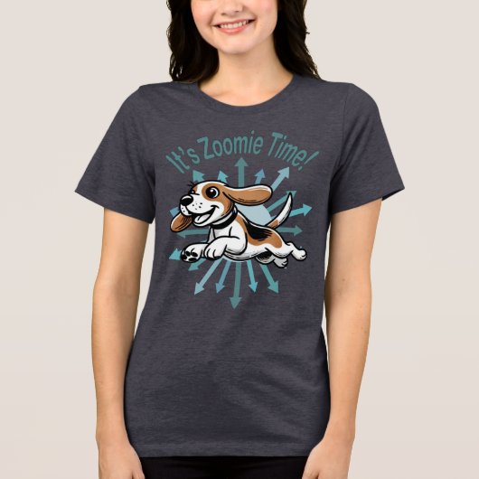 Zoomie Time Beagle Tri-Blend Shirt (Voorkant)