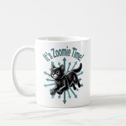 Zoomie Time Black Cat Koffiemok (Links)
