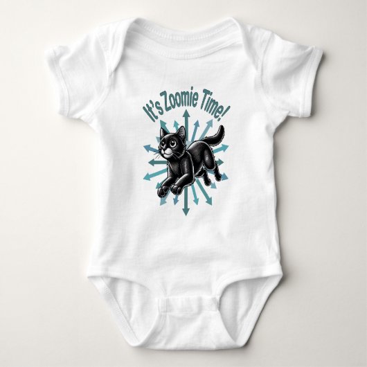 Zoomie Time Black Cat Romper (Voorkant)