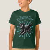 Zoomie Time Black Cat T-shirt (Voorkant)