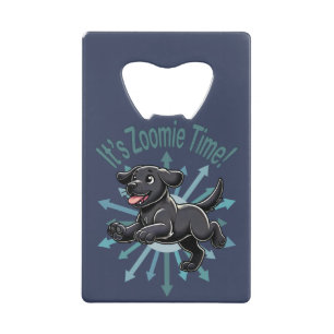 Zoomie Time Black Lab Creditkaart Flessenopener