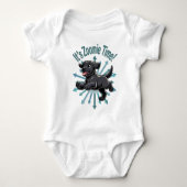 Zoomie Time Black Lab Romper (Voorkant)
