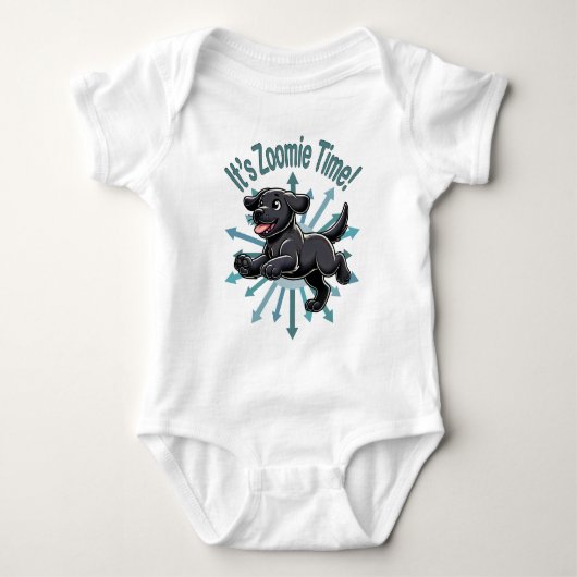 Zoomie Time Black Lab Romper (Voorkant)