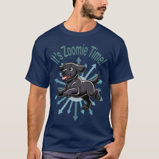 Zoomie Time Black Lab T-shirt (Voorkant)