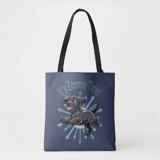 Zoomie Time Black Lab Tote Bag (Voorkant)