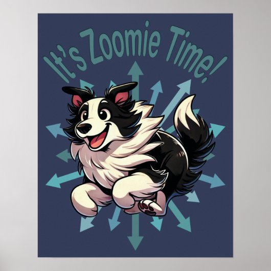Zoomie Time Border Collie bijvoorbeeld Poster (Voorkant)