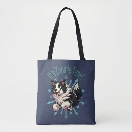 Zoomie Time Border Collie bijvoorbeeld Tote Bag (Voorkant)