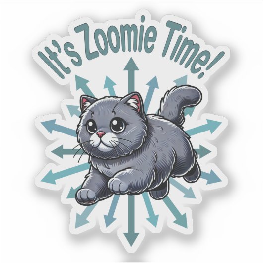 Zoomie Time Britse kortharige kat Sticker (Voorkant)