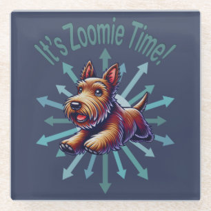 Zoomie Time Brown Scotty bijvoorbeeld Glazen Onderzetter