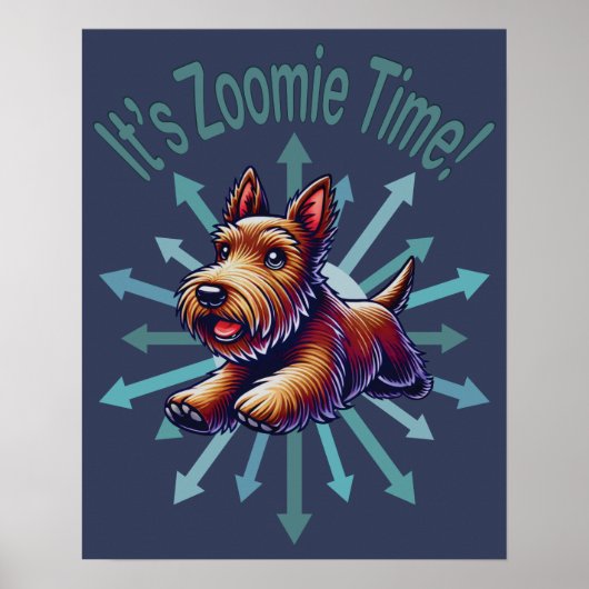 Zoomie Time Brown Scotty bijvoorbeeld Poster (Voorkant)
