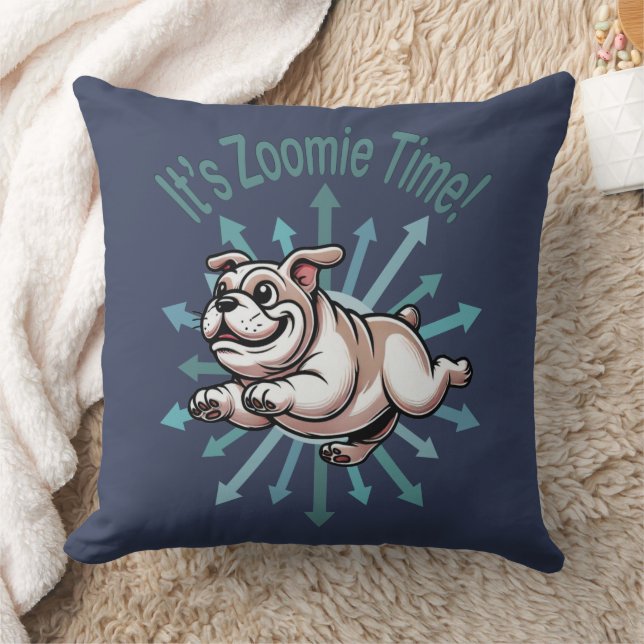 Zoomie Time Bulldog bijvoorbeeld Kussen (Deken)