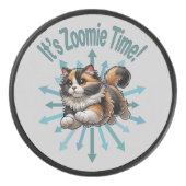 Zoomie Time Calico Cat Hockey Puck (Voorkant)