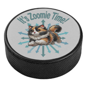Zoomie Time Calico Cat Hockey Puck