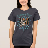 Zoomie Time Calico Cat Tri-Blend Shirt (Voorkant)