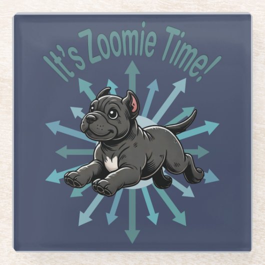 Zoomie Time Cane Corso Glazen Onderzetter (Voorkant)