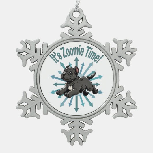 Zoomie Time Cane Corso Tin Sneeuwvlok Ornament (Voorkant)
