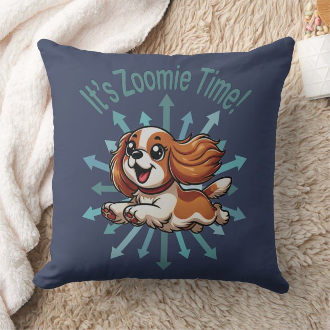 Zoomie Time Cavalier Spaniel bijvoorbeeld Kussen (Deken)