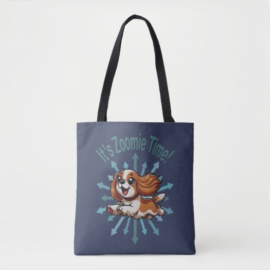 Zoomie Time Cavalier Spaniel bijvoorbeeld Tote Bag (Voorkant)